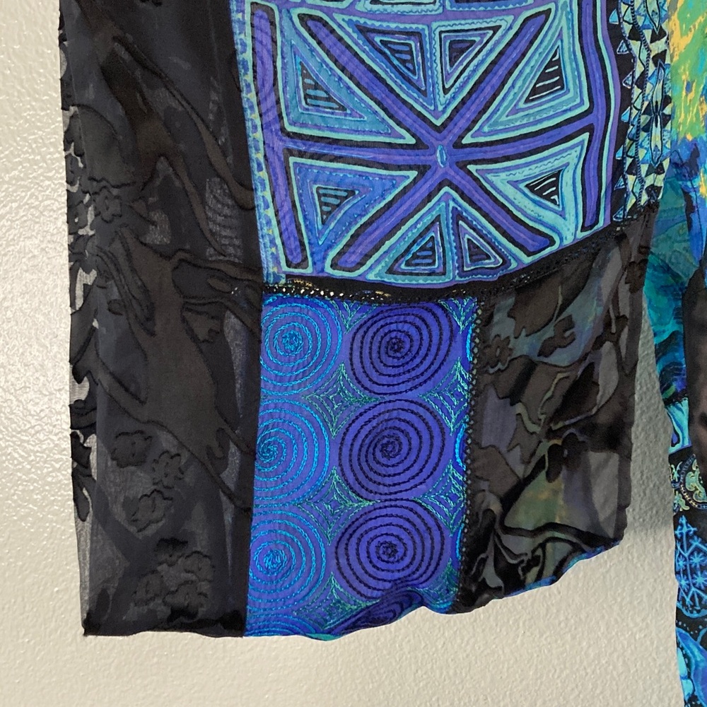 Chico's Silk Rayon Embroidered Patchwork Velvet B… - image 5